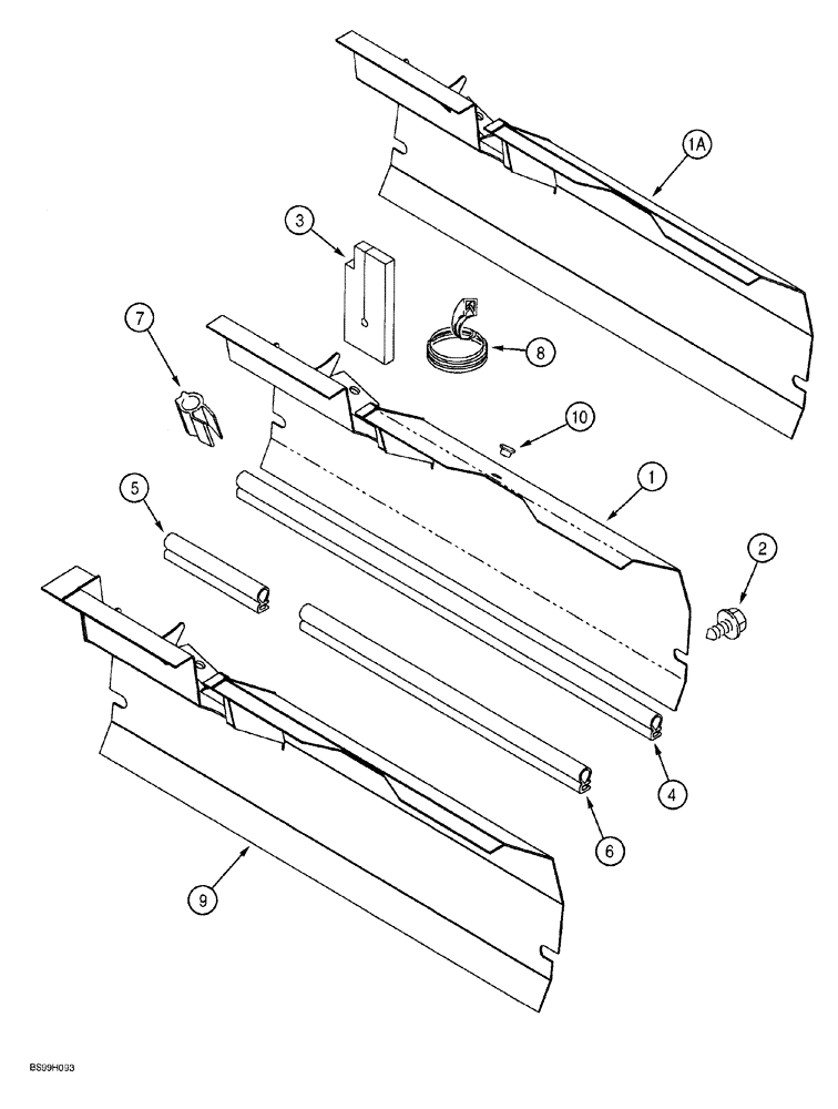 Схема запчастей Case 580SL - (9-088) - BAFFLE PLATE AND SEALS WITH AIR CONDITIONING (09) - CHASSIS/ATTACHMENTS