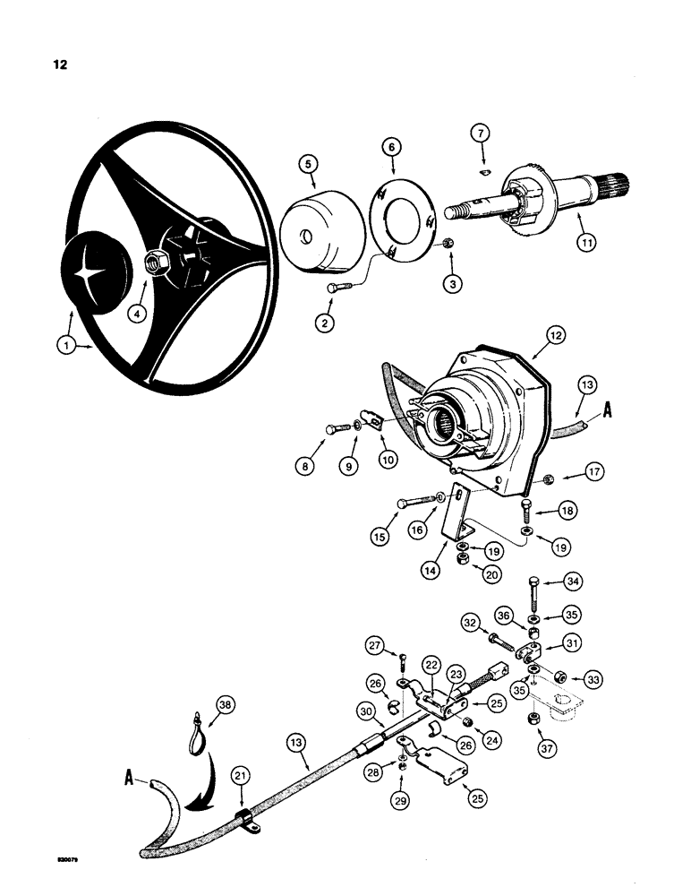 Схема запчастей Case TL200 - (12) - STEERING WHEEL, COLUMN, AND LINKAGE 