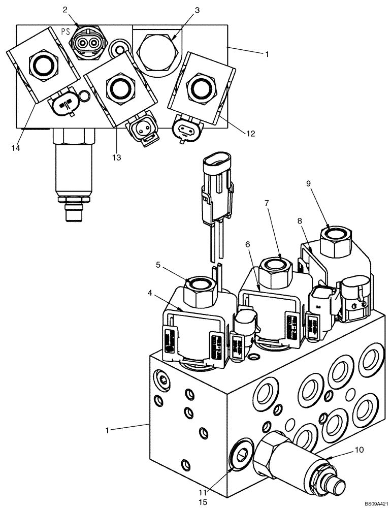 Схема запчастей Case 420CT - (06-14A) - HYDROSTATICS - TWO SPEED, VALVE ASSY (420CT WITH PILOT CONTROL) (06) - POWER TRAIN