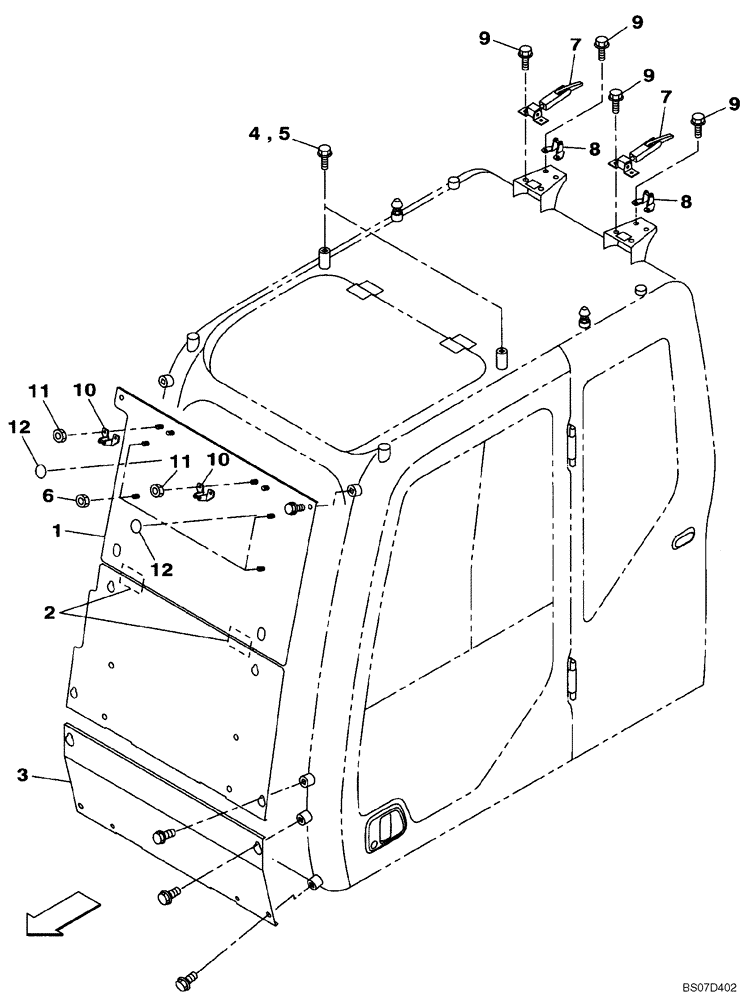 Схема запчастей Case CX130B - (09-19) - VANDAL GUARD - WINDOW, FRONT (09) - CHASSIS/ATTACHMENTS