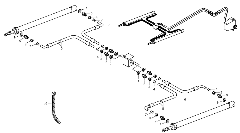 Схема запчастей Case 330 - (59A01020519[01]) - HOODS - HYDRAULIC DUMPING (10) - Cab/Cowlings