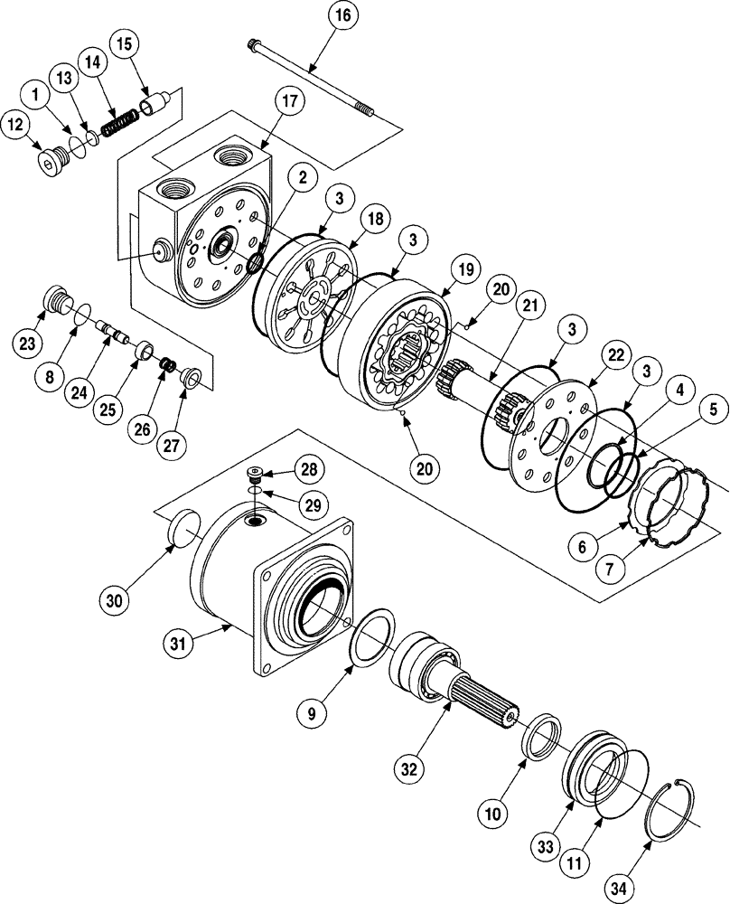 Схема запчастей Case 6010 - (06-08) - MOTOR, DRILL ROTATION - HYDROSTATIC (29) - HYDROSTATIC DRIVE