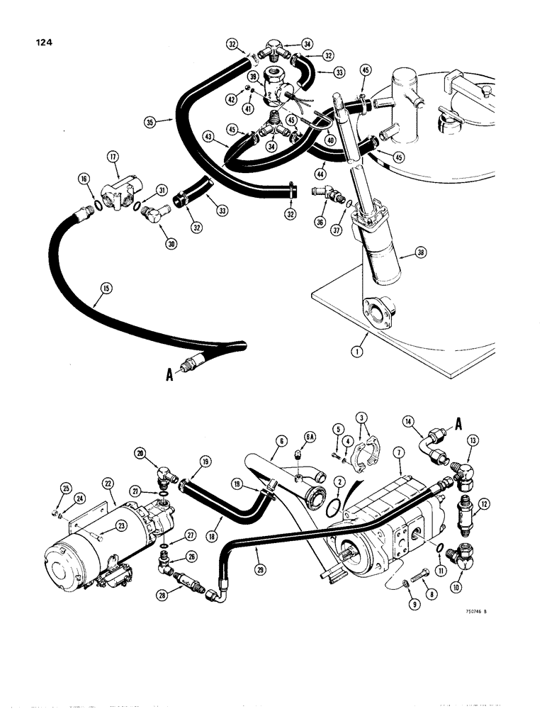 Схема запчастей Case W24B - (124) - AUXILIARY STEERING HYDRAULIC CIRCUITS (05) - STEERING