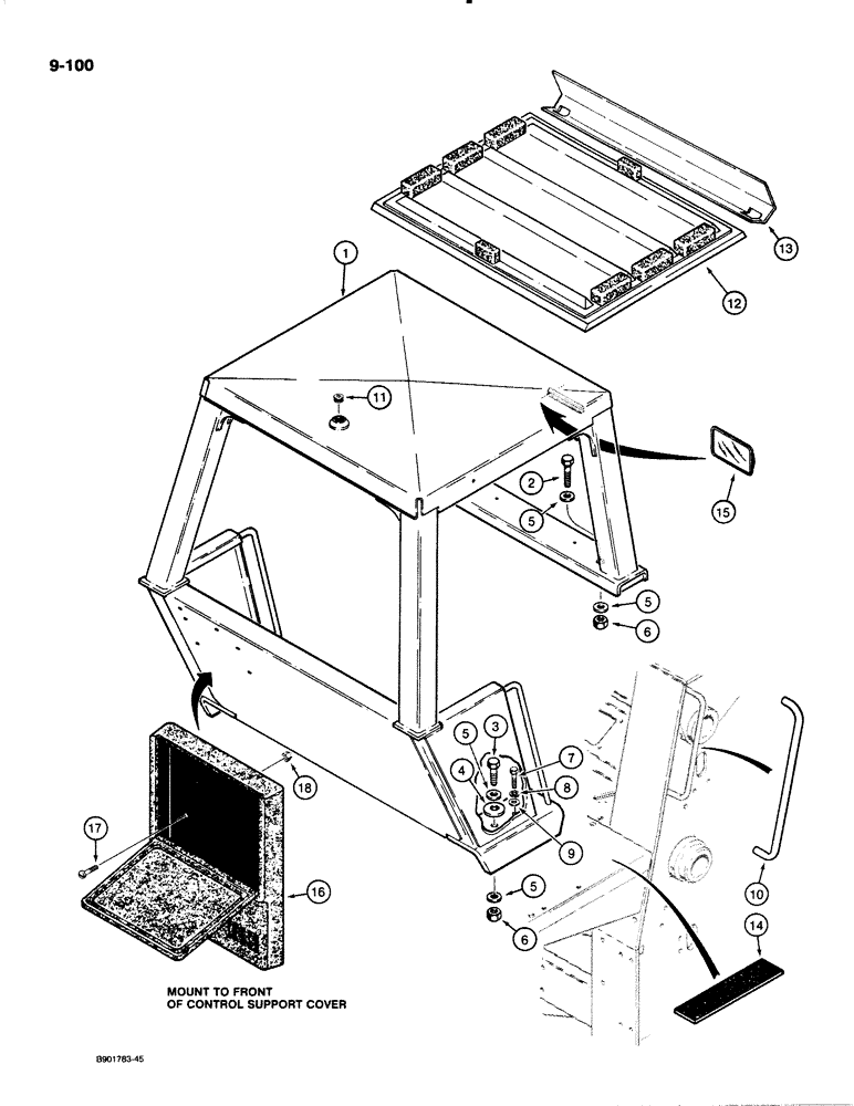 Схема запчастей Case W18B - (9-100) - CANOPY (09) - CHASSIS/ATTACHMENTS