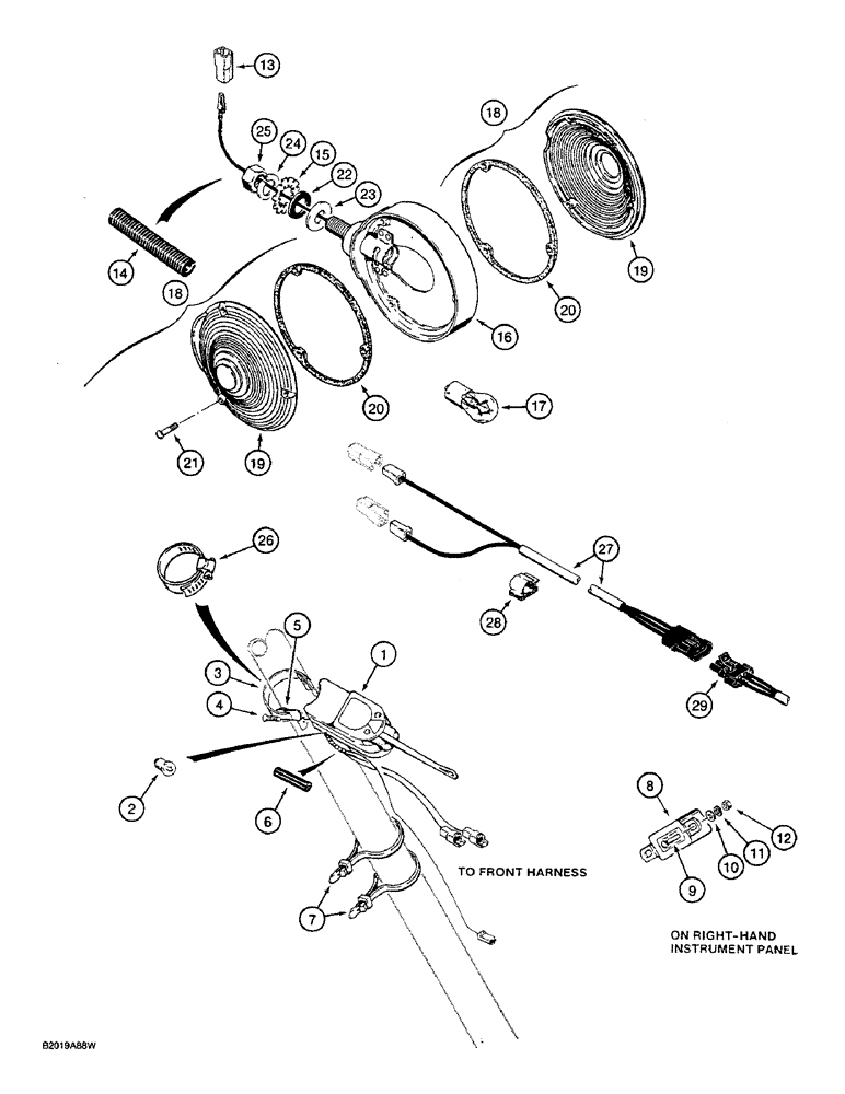 Схема запчастей Case W36 - (4-168) - TURN SIGNAL AND FLASHER LAMP, P.I.N. 9156438 AND AFTER (04) - ELECTRICAL SYSTEMS