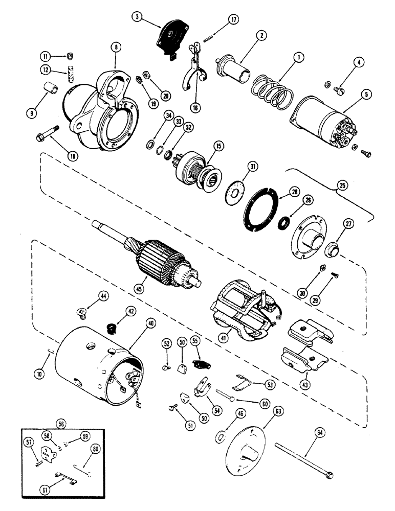 Схема запчастей Case W7E - (071A) - A59671 STARTER, (301B) SPARK IGNITION ENGINE (04) - ELECTRICAL SYSTEMS