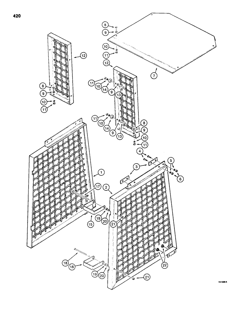 Схема запчастей Case 1150D - (420) - CANOPY SIDE SCREENS AND EXTENSION (09) - CHASSIS/ATTACHMENTS