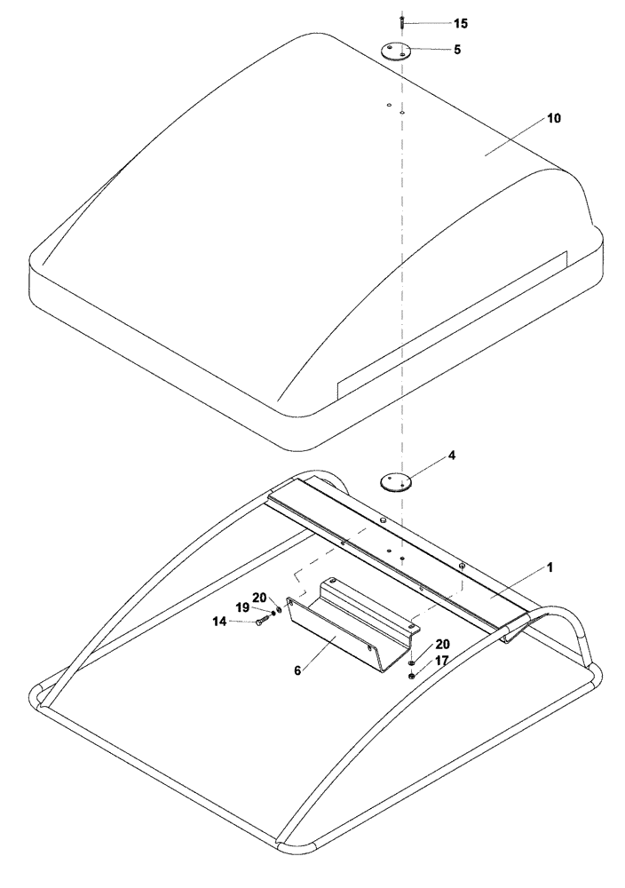 Схема запчастей Case DV202 - (12-45/124[01]) - CANOPY ROOF (12) - Chassis/Attachments