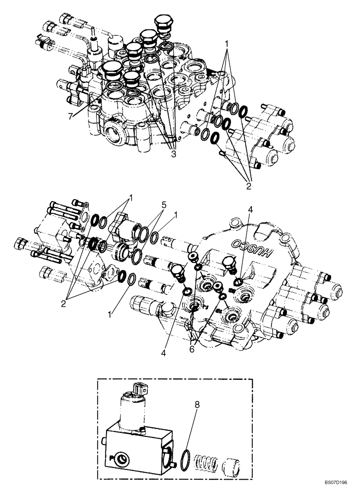 Схема запчастей Case 410 - (08-20) - CONTROL VALVE - SEAL REPLACEMENT KITS (08) - HYDRAULICS