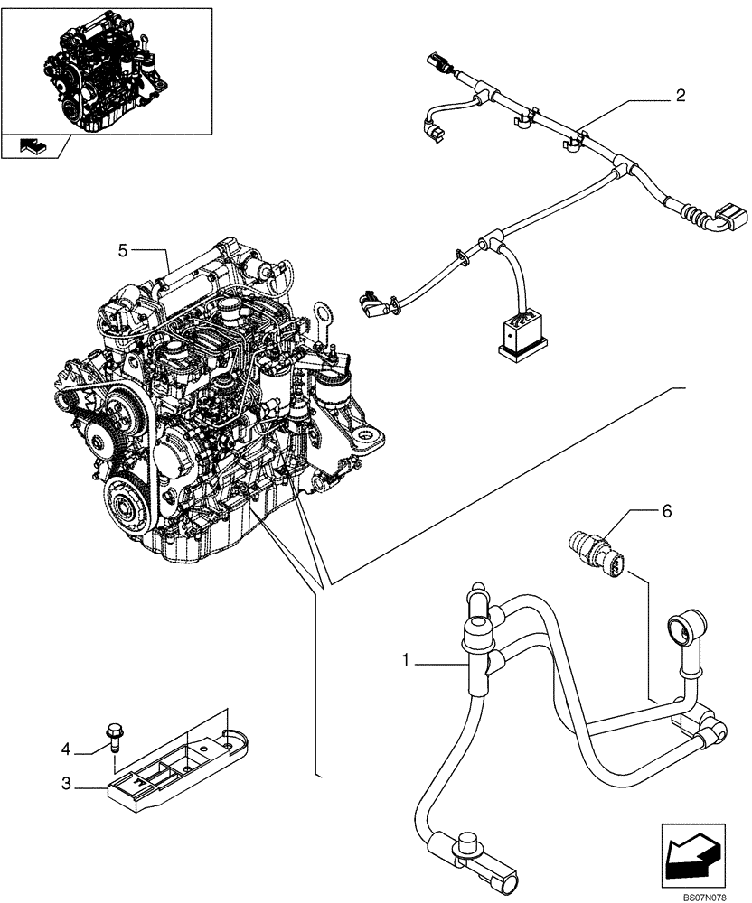 Схема запчастей Case 430 - (04-02) - ENGINE ELECTRIC INSTALLATION (87530652) (04) - ELECTRICAL SYSTEMS