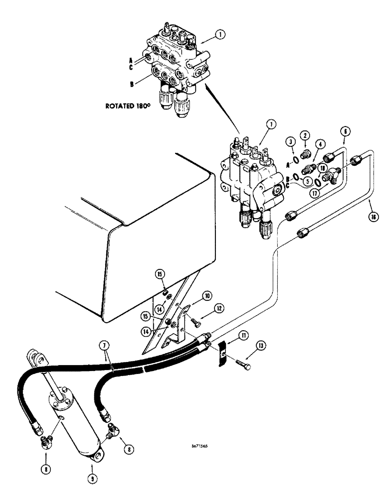 Схема запчастей Case 310G - (204) - THREE POINT HITCH HYDRAULICS MODELS W/O DIVERSION VALVE (07) - HYDRAULIC SYSTEM