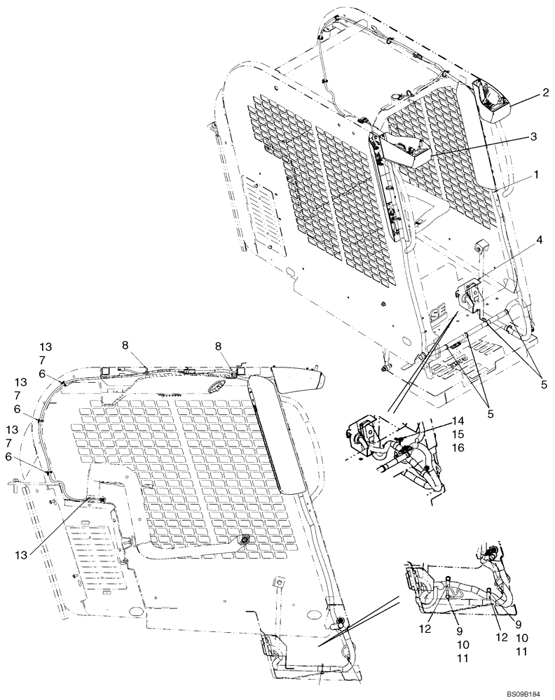 Схема запчастей Case 465 - (04-09) - CAB ELECTRICAL - CAB HARNESS (04) - ELECTRICAL SYSTEMS