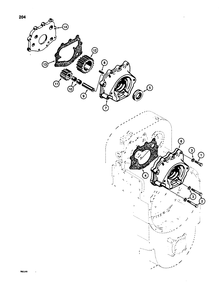 Схема запчастей Case W20 - (204) - TRANSMISSION, CHARGING PUMP (06) - POWER TRAIN