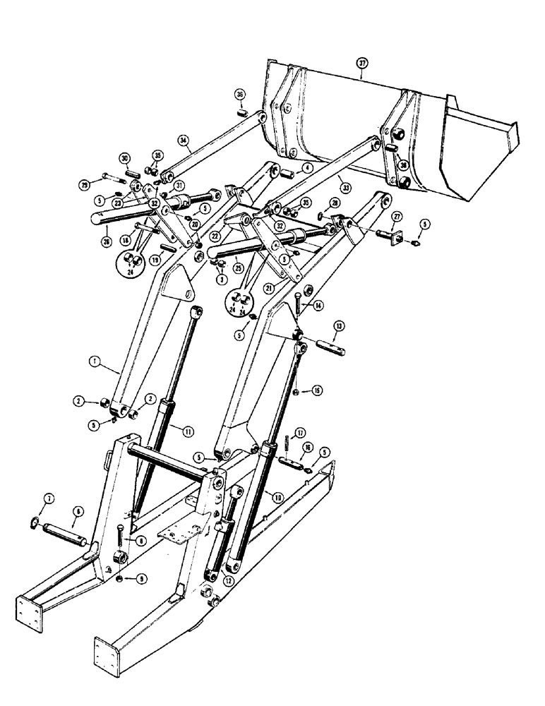 Схема запчастей Case 33 - (012) - LOADER LIFT FRAME AND RELATED PARTS, USED ON LOADER WITH SN.4178576 AND AFTER 