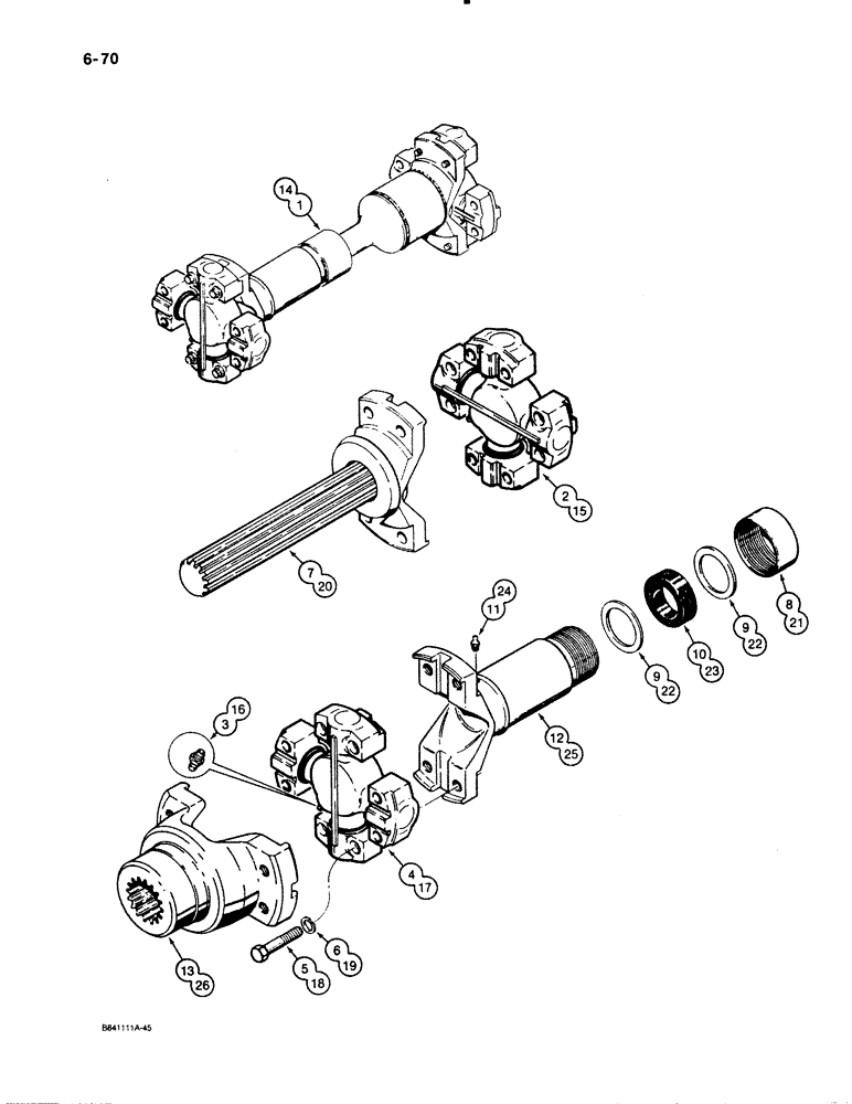 Схема запчастей Case W30 - (6-70) - REAR AXLE DRIVE SHAFT (06) - POWER TRAIN