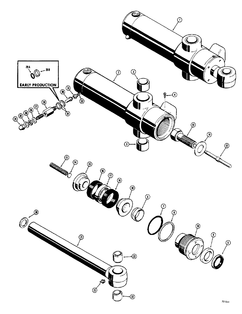 Схема запчастей Case 33 - (302) - BACKHOE SWING CYLINDERS, CYLINDER WITH U-TYPE PRESS-IN OUTER PRESS-IN OUTER ROD WIPER 