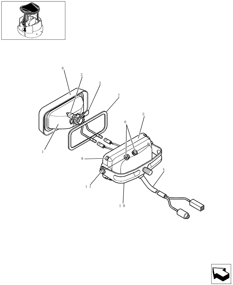 Схема запчастей Case CX36B - (215-01[1-01]) - ELECTRIC SYSTEM - LIGHT ASSY (55) - ELECTRICAL SYSTEMS