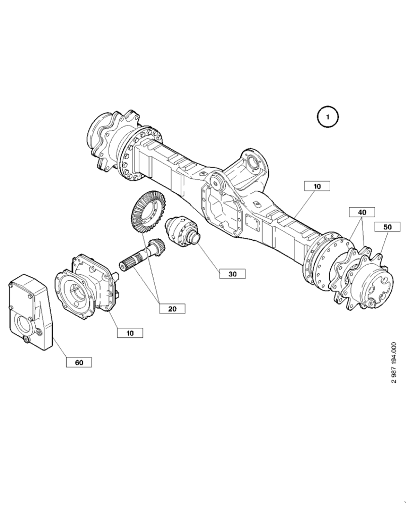 Схема запчастей Case 221D - (02.023[2988868000]) - SWING AXLE SELF-LOCKING (27) - REAR AXLE SYSTEM