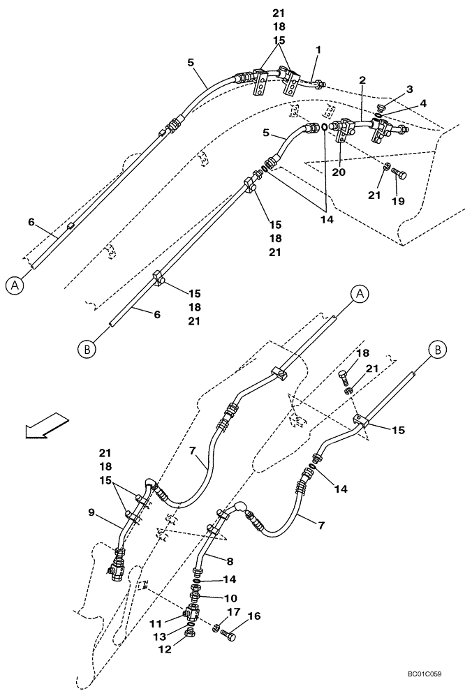 Схема запчастей Case CX240 - (08-62) - HYDRAULICS, AUXILIARY ATTACHMENT - 3,09 M (10 FT 2 IN) ARM (08) - HYDRAULICS