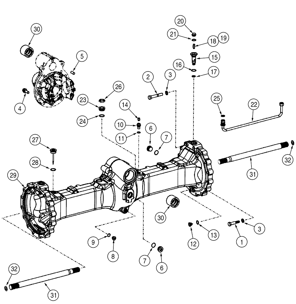 Схема запчастей Case 621E - (06-52) - AXLE, REAR - HOUSING - PRIOR TO P.I.N. N8F203848 (06) - POWER TRAIN