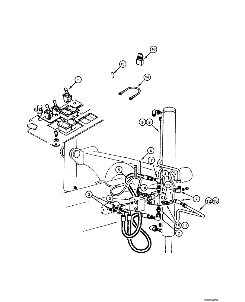 Схема запчастей Case 885 - (08.16[00]) - BLADE HYDRAULIC CIRCUIT - FLOAT (08) - HYDRAULICS