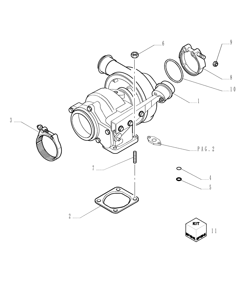 Схема запчастей Case 1850K - (0.240[01]) - TURBOCHARGER (01) - ENGINE