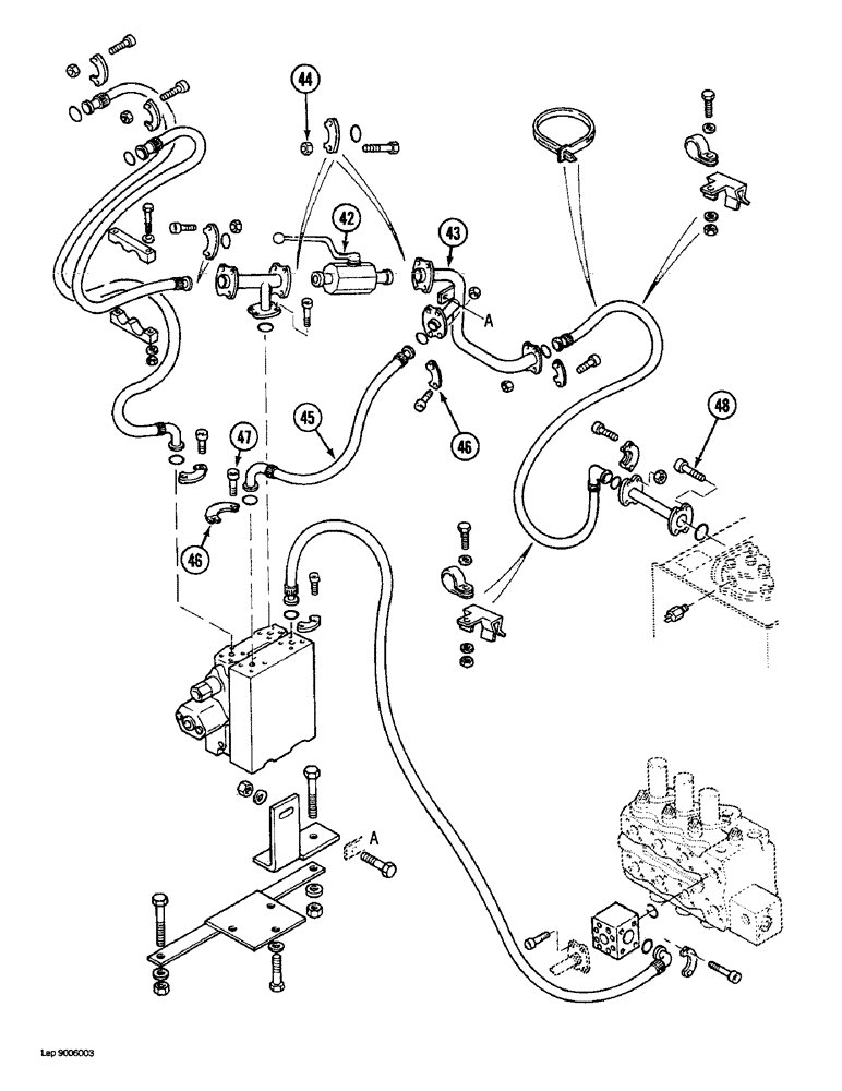 Схема запчастей Case 1088 - (8E-06) - HYD. HAMMER CIRCUIT, PRESSR. & RETURN LINES, P.I.N. FROM 20188 & AFT., P.I.N. FROM 106901 & AFT. (08) - HYDRAULICS