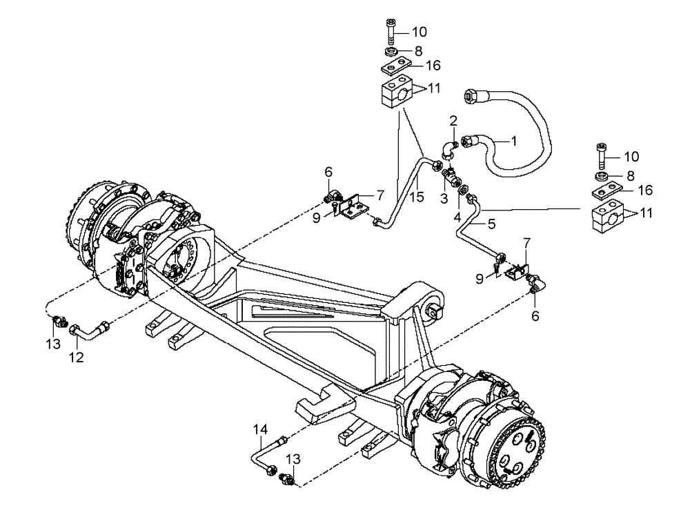 Схема запчастей Case 327B - (47A00001940[002]) - HYDRAULIC LINES, FRONT DRIVE AXLE W/DRY BRAKE (87584000) (09) - Implement / Hydraulics / Frame / Brakes