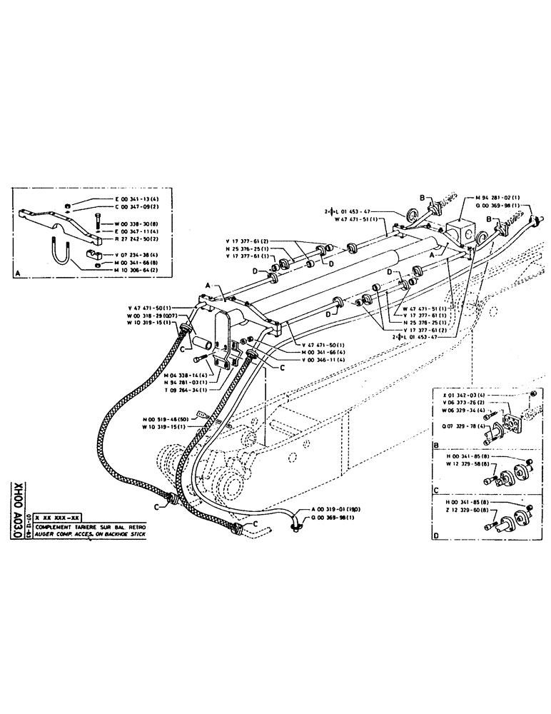 Схема запчастей Case 160CL - (297) - AUGER COMP. ACCES. ON BACKHOE STICK (14) - DIPPERSTICKS