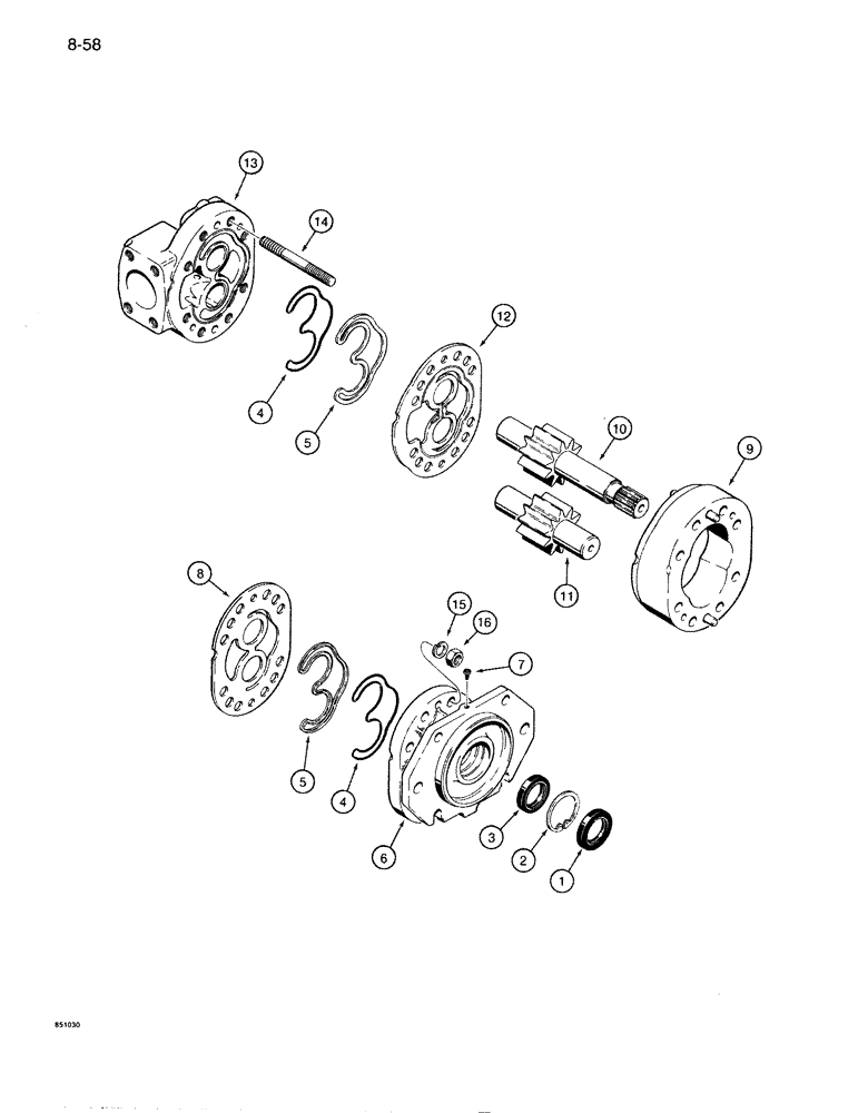 Схема запчастей Case 1085B - (8-058) - S516537 HYDRAULIC PUMP, SINGLE (08) - HYDRAULICS