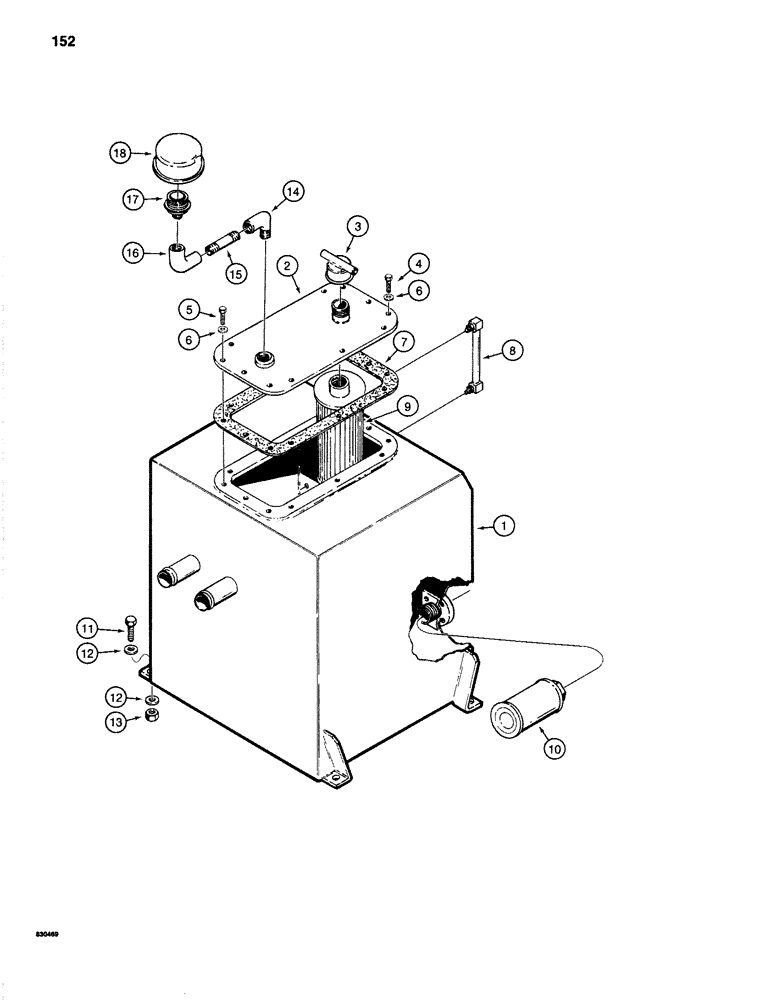 Схема запчастей Case 1280 - (152) - HYDRAULIC RESERVOIR (07) - HYDRAULIC SYSTEM