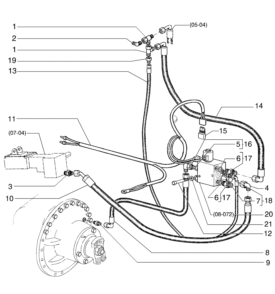 Схема запчастей Case 845 - (08-070[01]) - DIFFERENTIAL LOCK - HYDRAULIC CIRCUIT (08) - HYDRAULICS