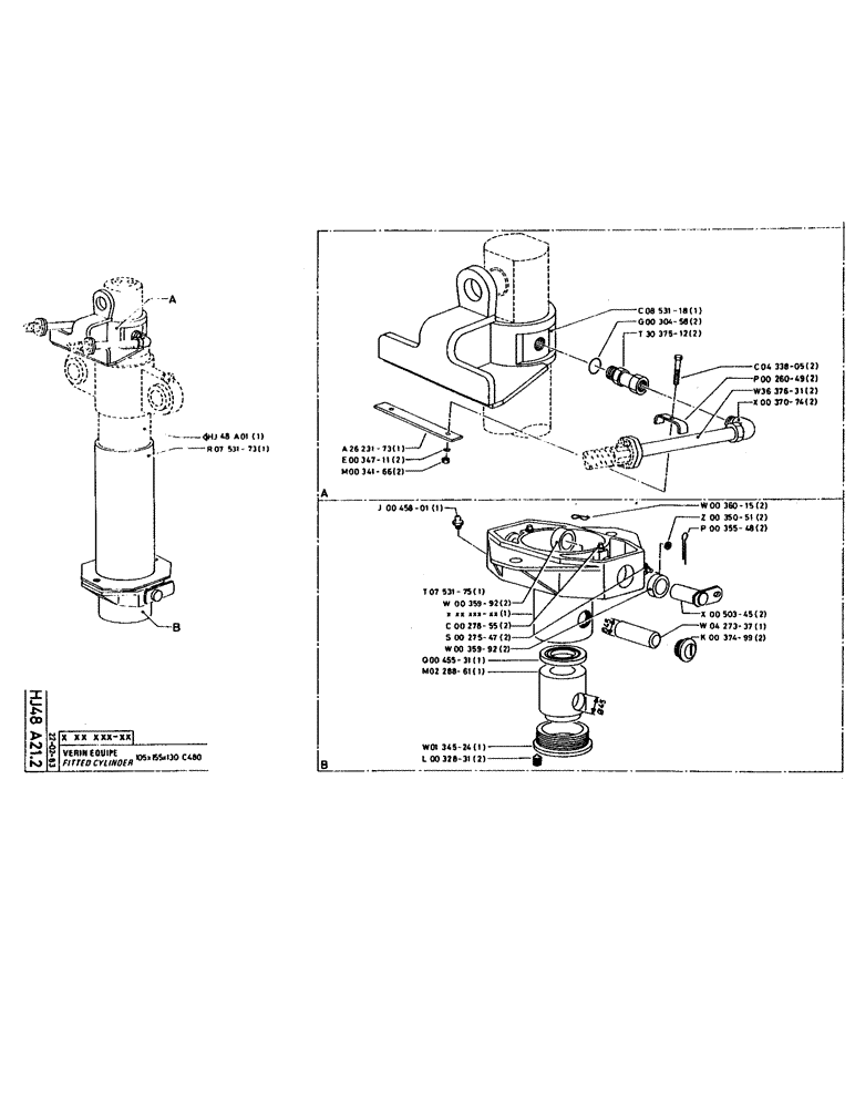 Схема запчастей Case 160CK - (158) - FITTED CYLINDER (07) - HYDRAULIC SYSTEM