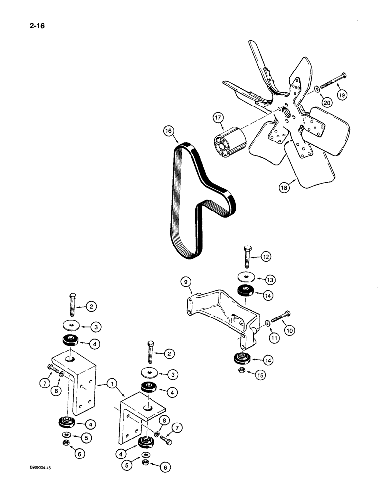 Схема запчастей Case 1085C - (2-16) - ENGINE MOUNTING AND ADAPTING PARTS (02) - ENGINE