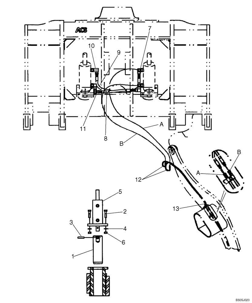 Схема запчастей Case 521E - (09-12) - COUPLER, HYDRAULIC - Z-BAR - ACS (09) - CHASSIS