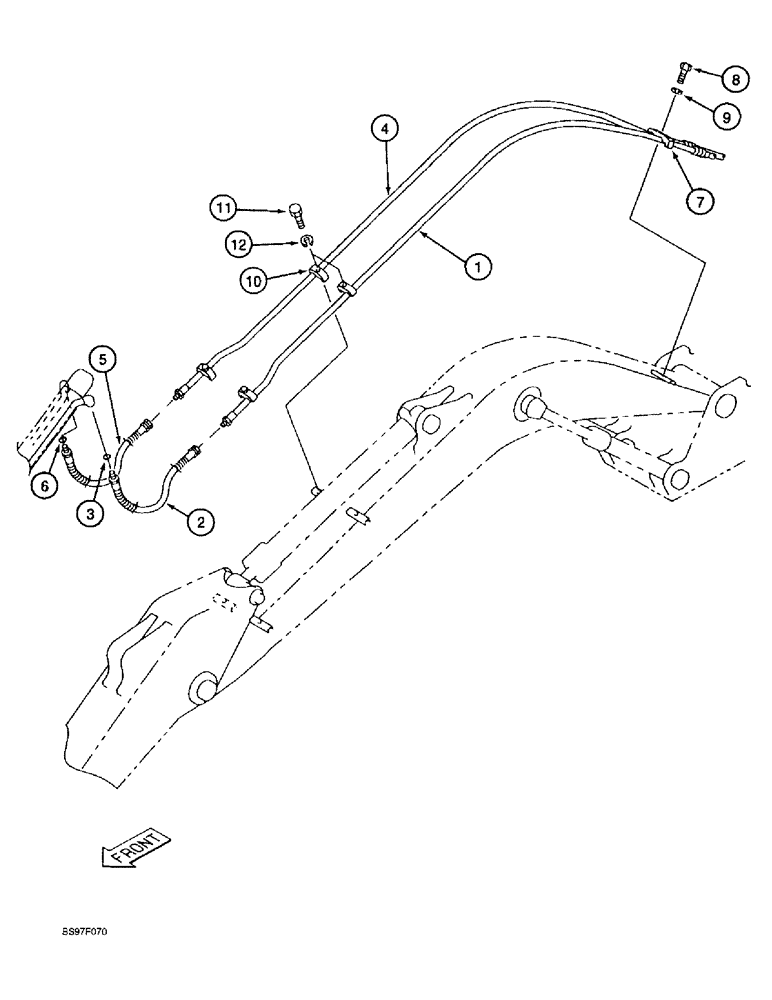 Схема запчастей Case 9020B - (8-066) - BUCKET CYLINDER LINES - 2.7 METER ARM (08) - HYDRAULICS