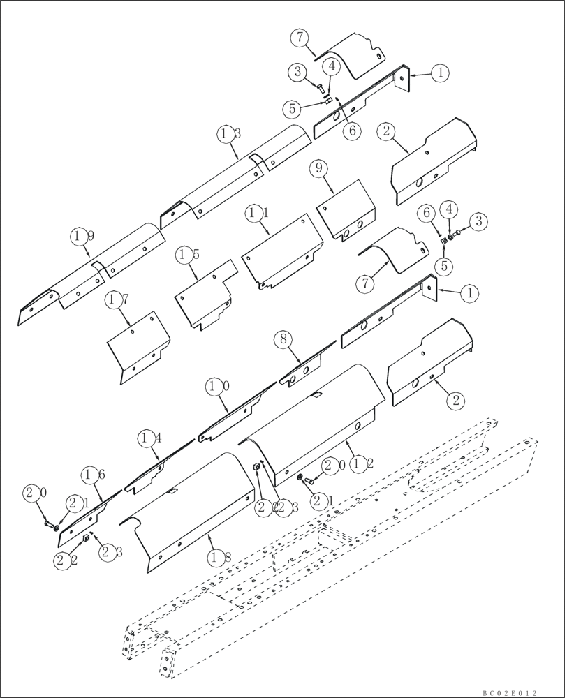 Схема запчастей Case 650K - (05-02) - FRAME, TRACK - COVERS (CLT OR SEALED TRACK CHAIN; IF USED) (11) - TRACKS/STEERING