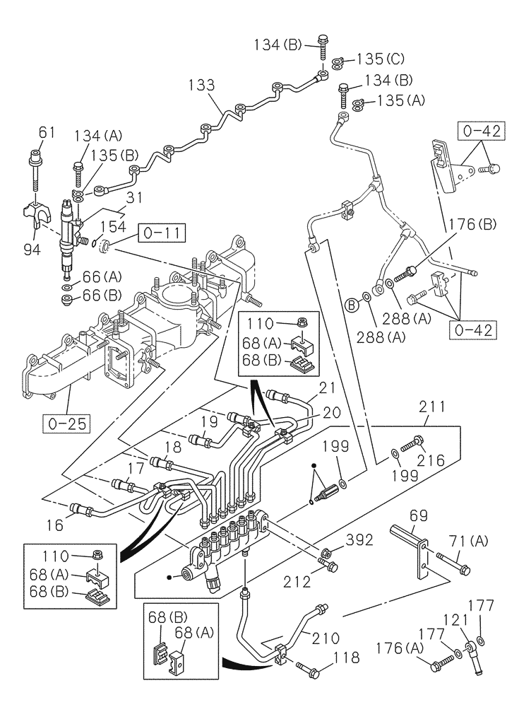 Схема запчастей Case CX350C - (03-006[00]) - FUEL SYSTEM (03) - FUEL SYSTEM