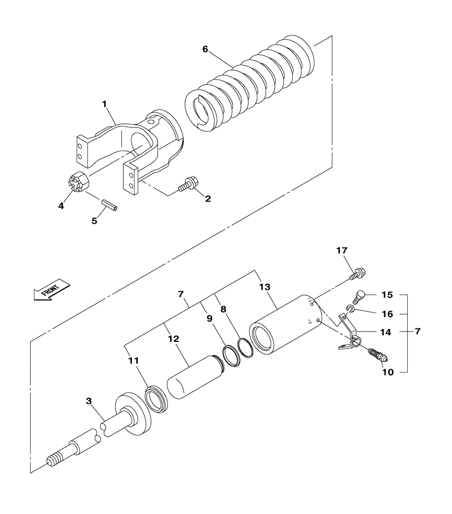 Схема запчастей Case CX350C - (05-005[00]) - TENSION DAMPER (11) - TRACKS/STEERING