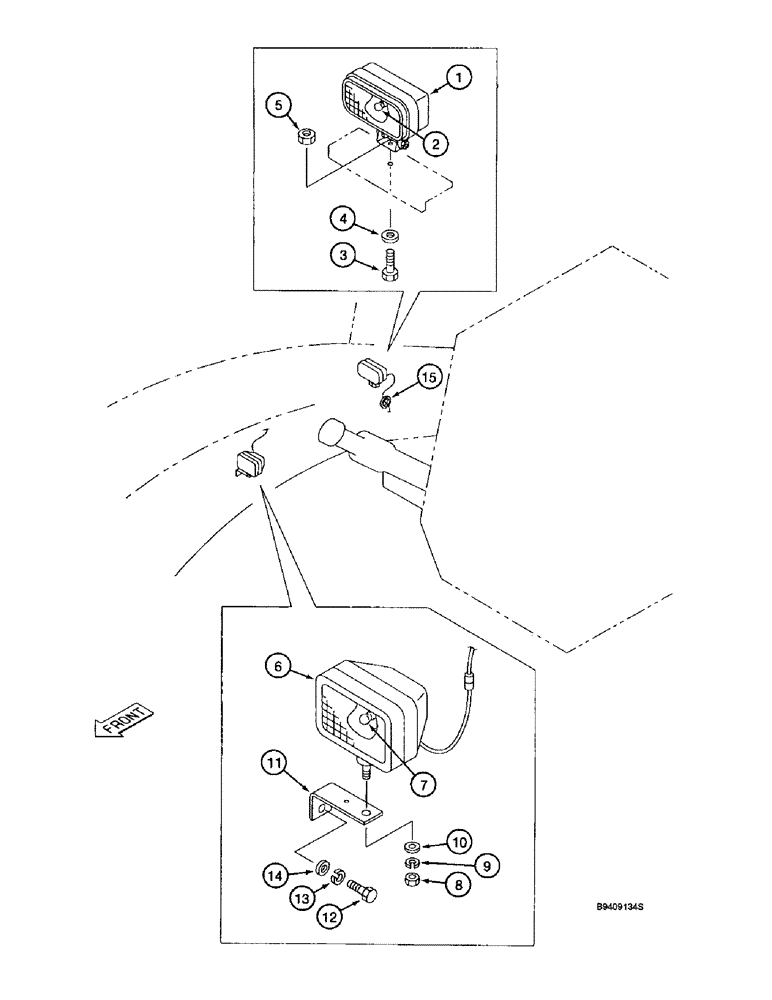 Схема запчастей Case 9040B - (4-38) - WORK LAMPS AND WIRING (04) - ELECTRICAL SYSTEMS