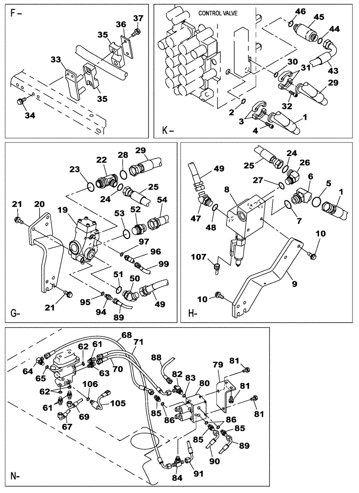 Схема запчастей Case CX210C LC - (35.322.02[03]) - HYDRAULIC CIRCUIT - OPTIONAL - 3-WAY (35) - HYDRAULIC SYSTEMS