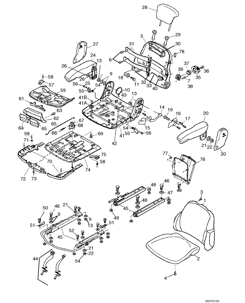 Схема запчастей Case 921E - (09-47) - SEAT ASSY, AIR SUSPENSION (09) - CHASSIS