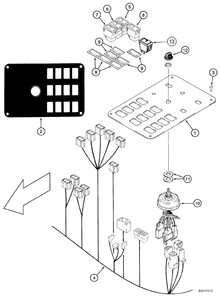 Схема запчастей Case 921C - (04-04) - PANEL, CONTROL (04) - ELECTRICAL SYSTEMS