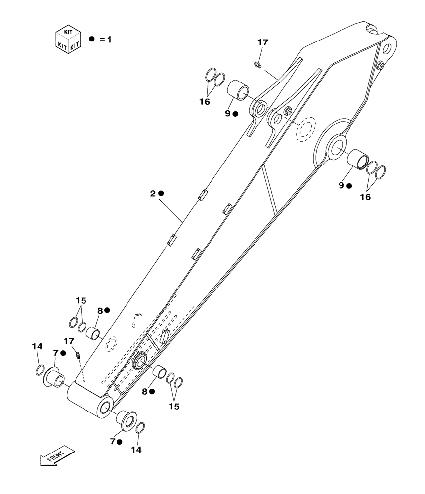 Схема запчастей Case CX350C - (09-037[02]) - DIPPER - 3.25 M - CX370C - CX370C NLC (09) - CHASSIS/ATTACHMENTS