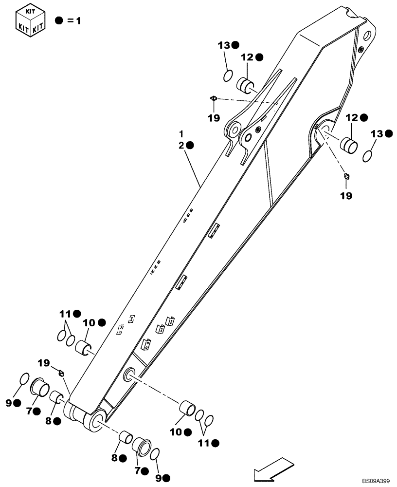 Схема запчастей Case CX290B - (09-56) - ARM, EXCAVATOR, (3.66 M) (09) - CHASSIS/ATTACHMENTS