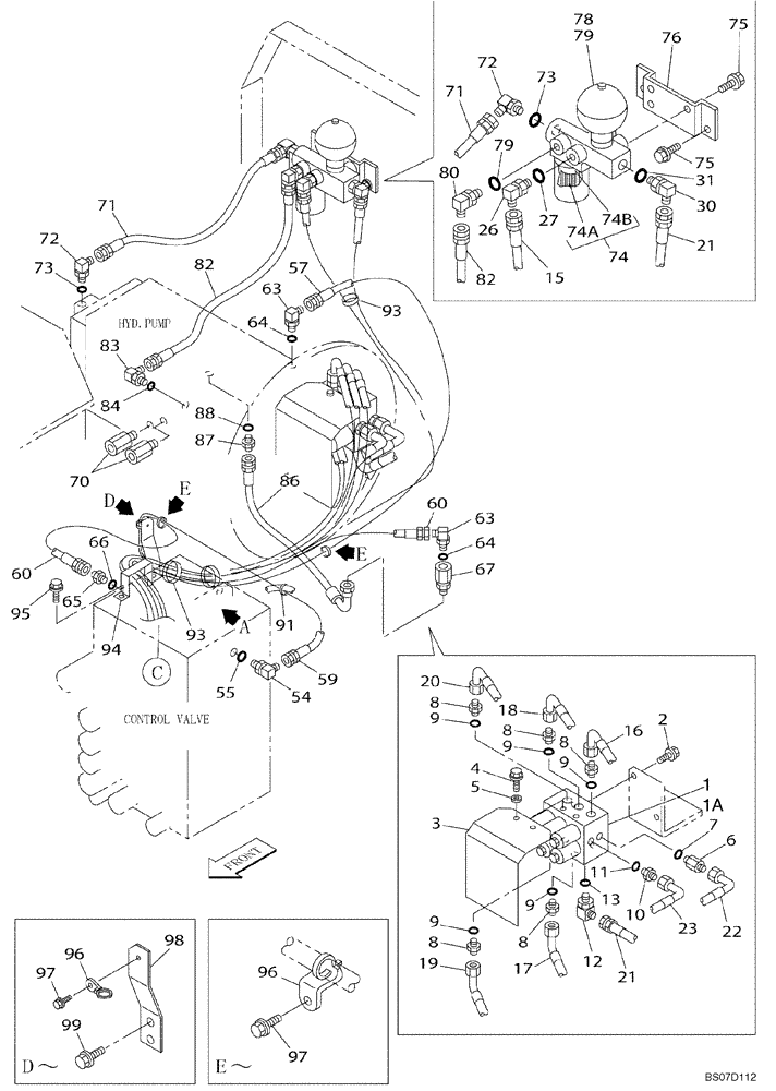 Схема запчастей Case CX330 - (08-038-00[01]) - HYDRAULICS - PILOT PRESSURE, RETURN LINES (08) - HYDRAULICS