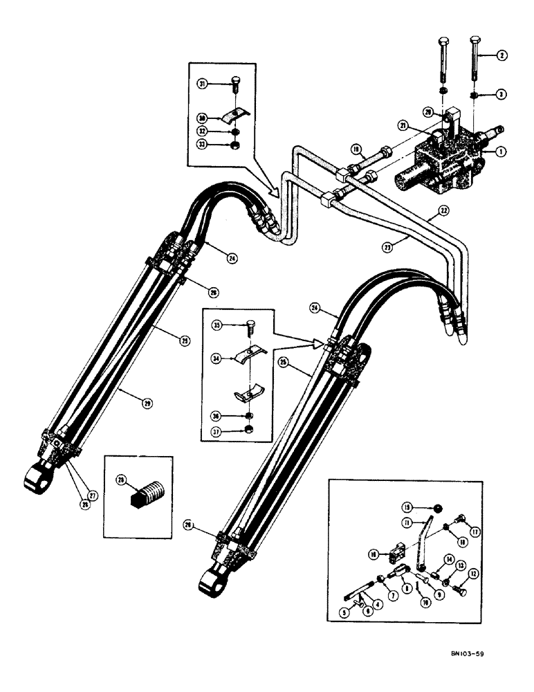 Схема запчастей Case 400 - (228) - MECHANICAL DOZER HYDRAULICS, (USED FROM SERIAL #3003033) (07) - HYDRAULIC SYSTEM