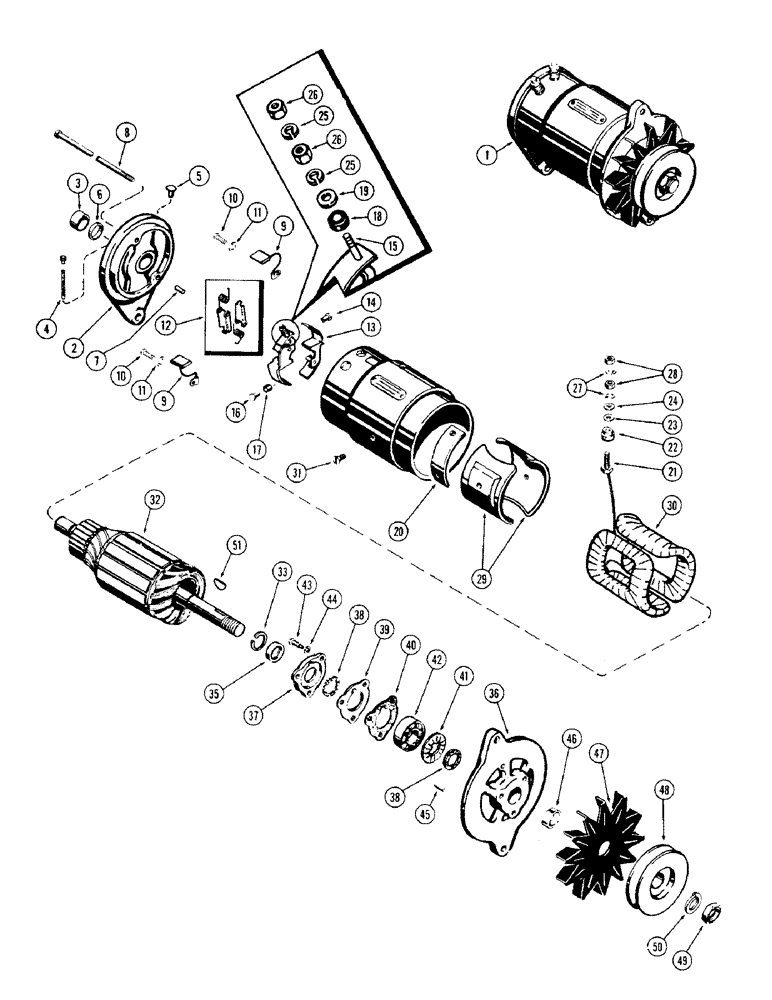 Схема запчастей Case 310G - (088) - A36279 GENERATOR, (148B) ENGINE - NEGATIVE GROUND (06) - ELECTRICAL SYSTEMS