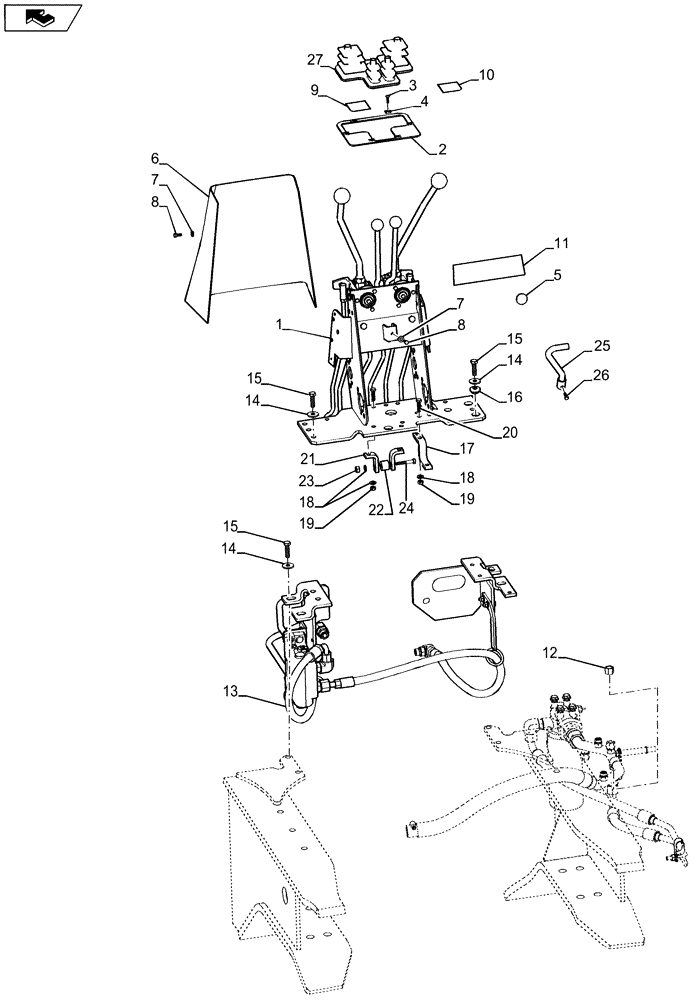 Схема запчастей Case 580SN WT - (35.726.31[01]) - CONTROL - BACKHOE, 2 LEVER (35) - HYDRAULIC SYSTEMS