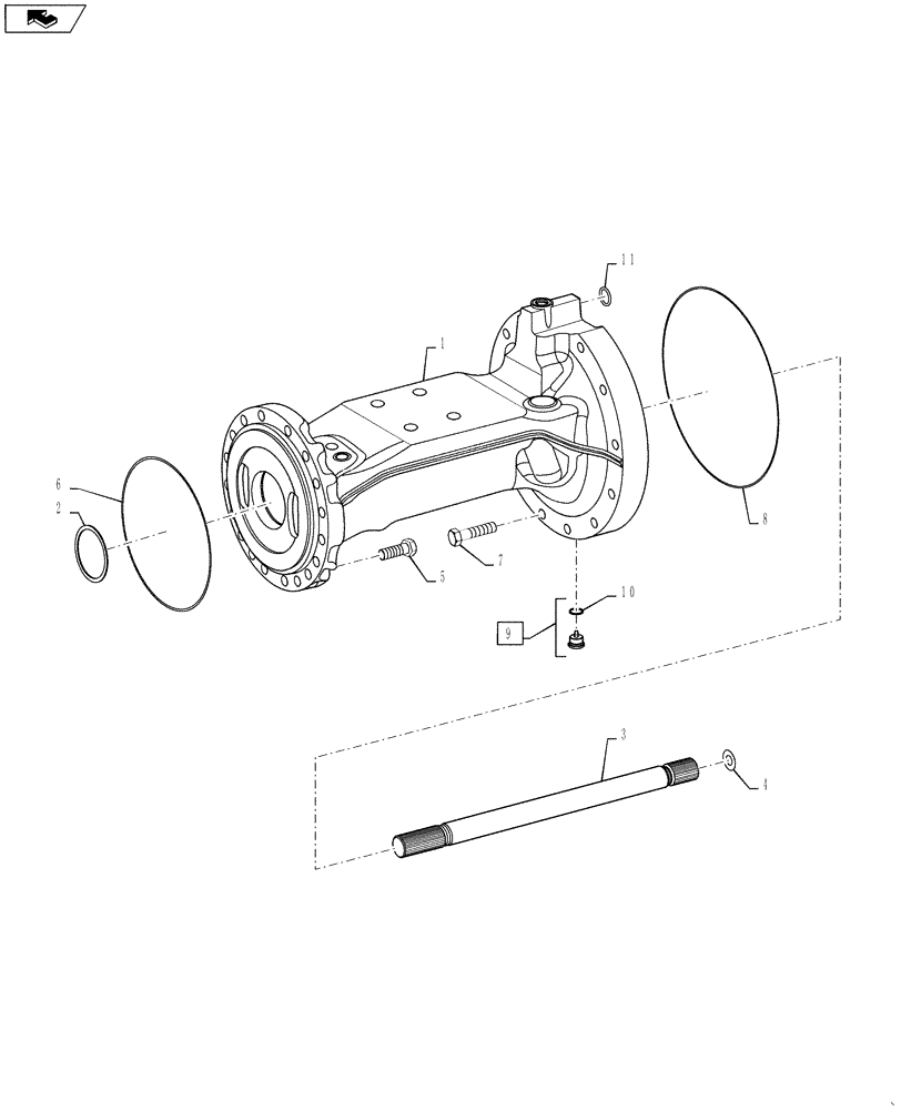 Схема запчастей Case 621F - (25.100.08) - FRONT AXLE HOUSING LIMITED SLIP AND LOCKING (25) - FRONT AXLE SYSTEM